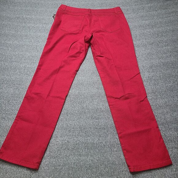 Dana Buchman Pants Womens 12 Red Allure Modern Chic Straight Stretch Cotton New - Picture 7 of 10